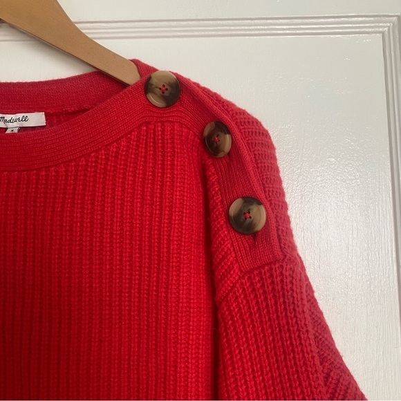 MADEWELL Calloway Boatneck Pullover Sweater in Red size Medium - Picture 8 of 9